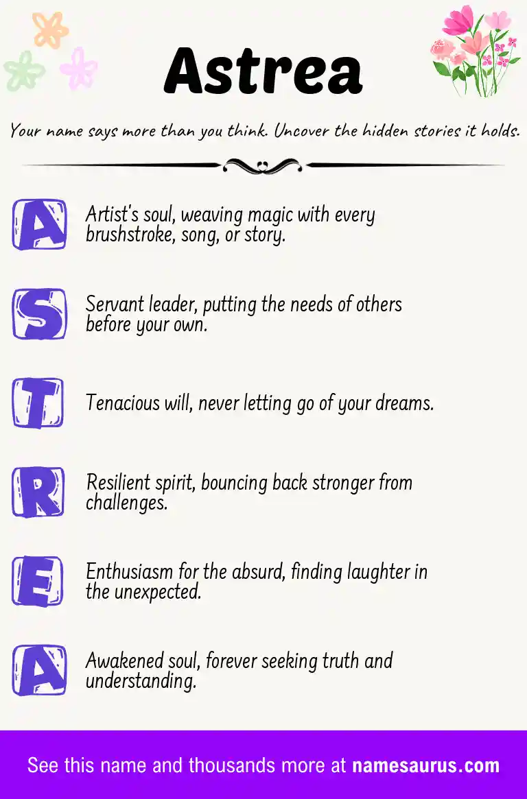 Acrostic poem about Astrea.