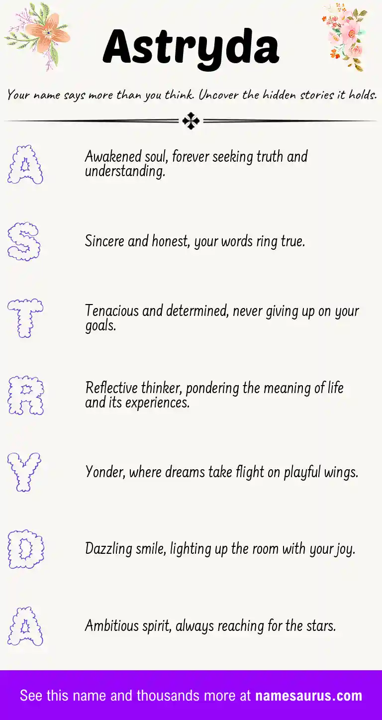 Acrostic poem about Astryda.