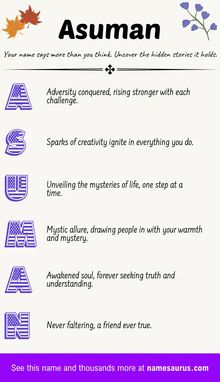 Acrostic poem about Asuman.