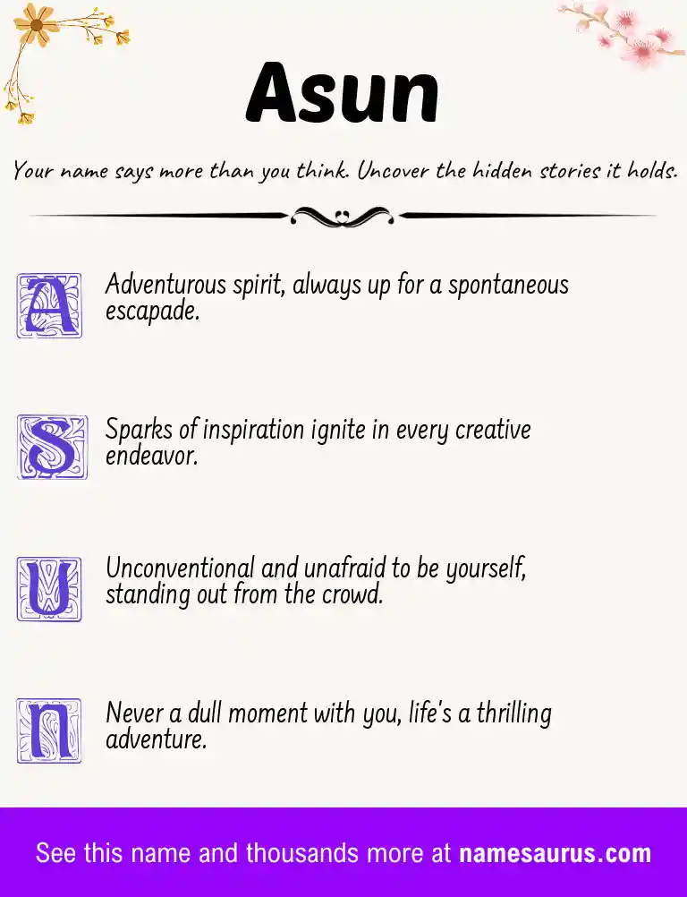 Acrostic poem about Asun.
