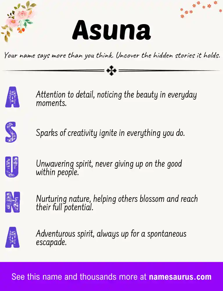 Acrostic poem about Asuna.