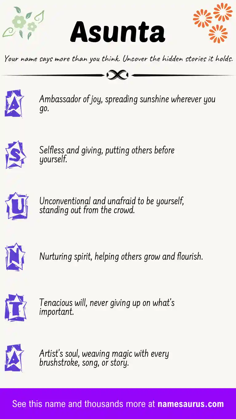 Acrostic poem about Asunta.
