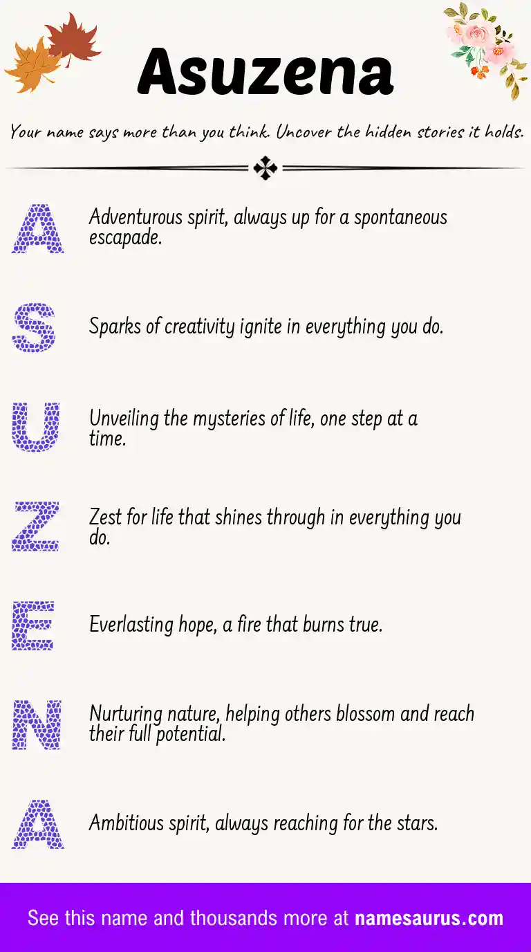 Acrostic poem about Asuzena.