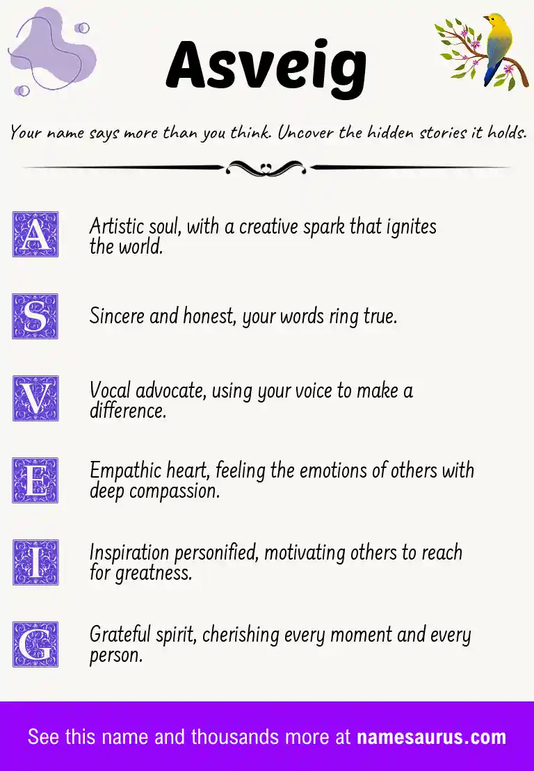 Acrostic poem about Asveig.