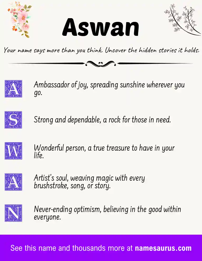 Acrostic poem about Aswan.