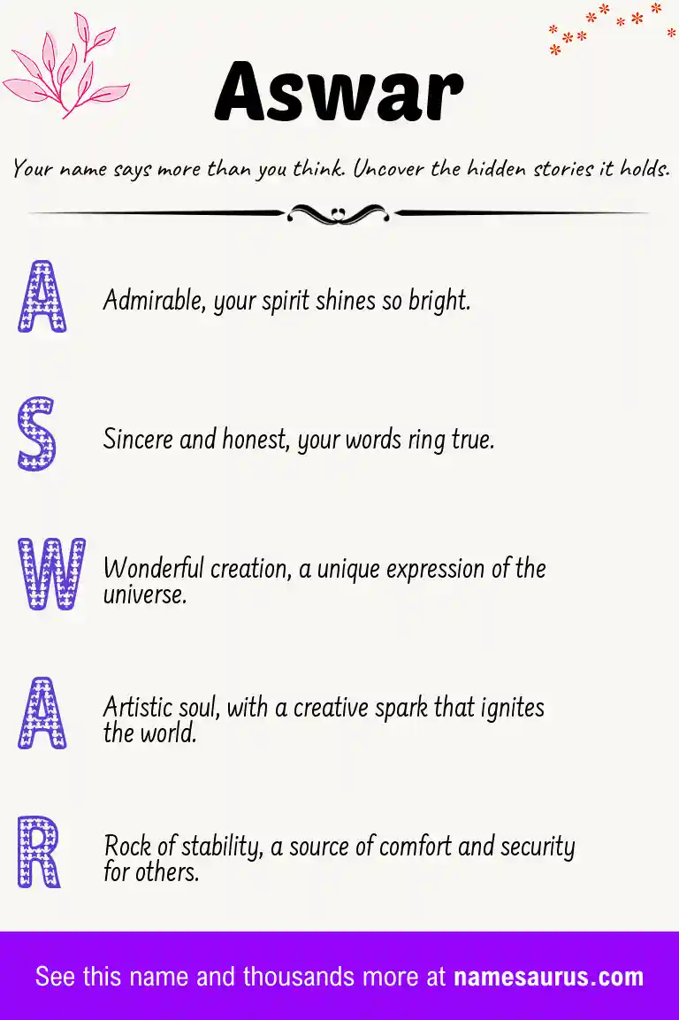 Acrostic poem about Aswar.