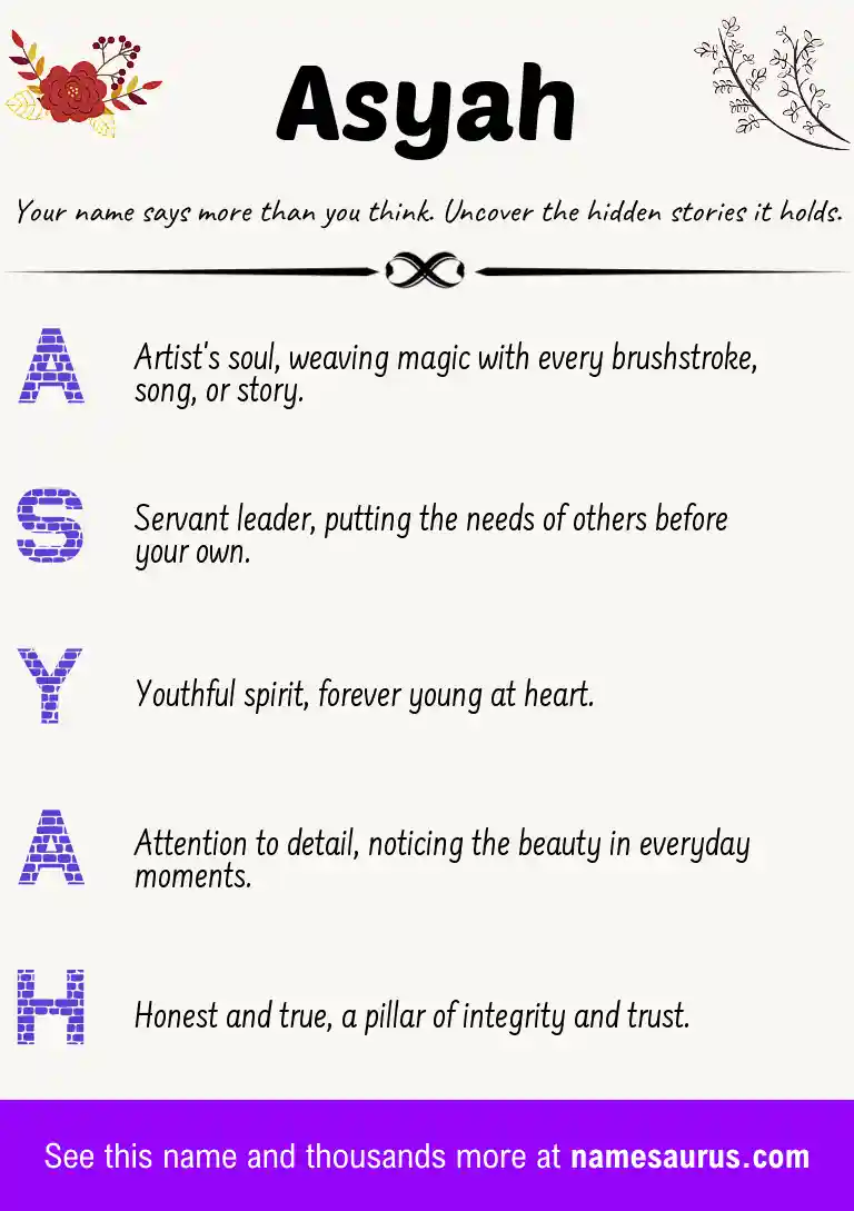 Acrostic poem about Asyah.