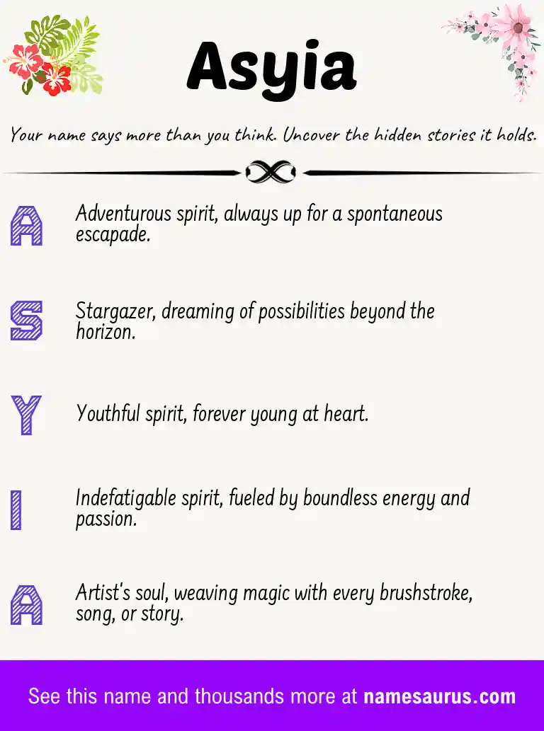 Acrostic poem about Asyia.