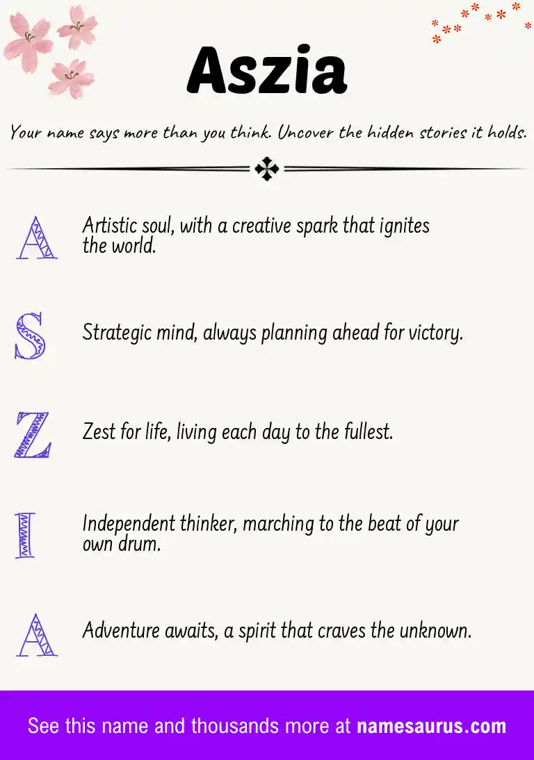 Acrostic poem about Aszia.