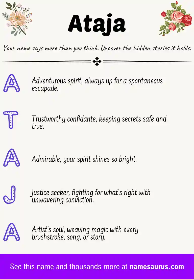 Acrostic poem about Ataja.