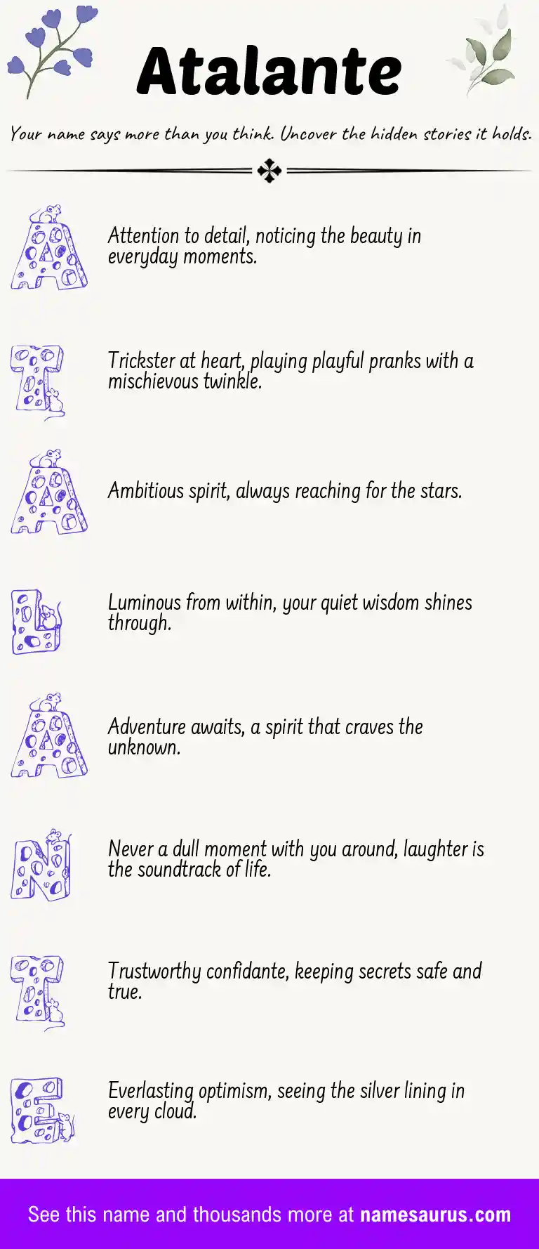 Acrostic poem about Atalante.