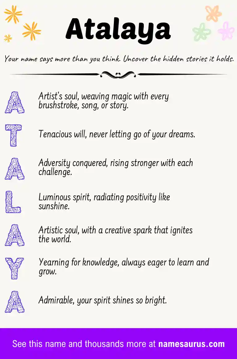 Acrostic poem about Atalaya.
