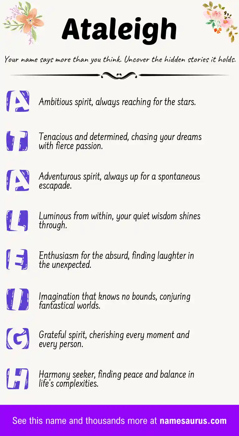 Acrostic poem about Ataleigh.