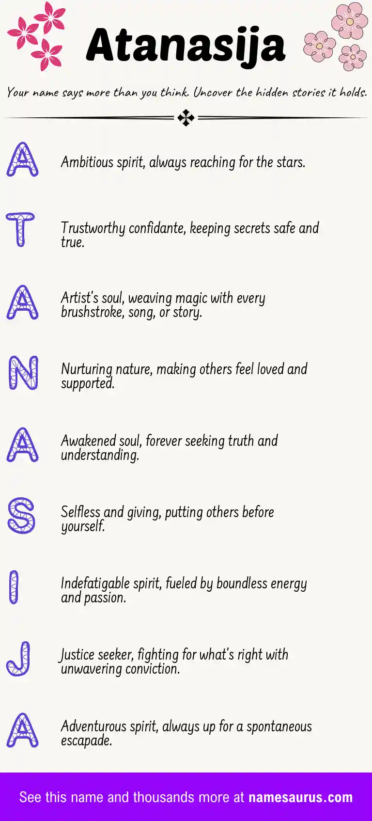 Acrostic poem about Atanasija.