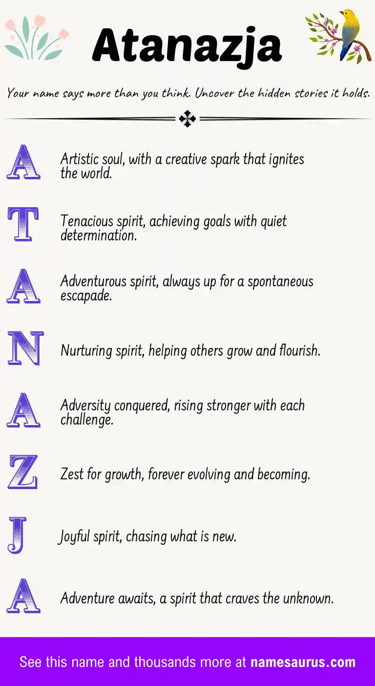 Acrostic poem about Atanazja.