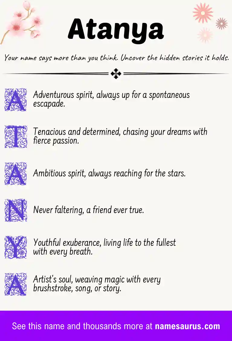 Acrostic poem about Atanya.