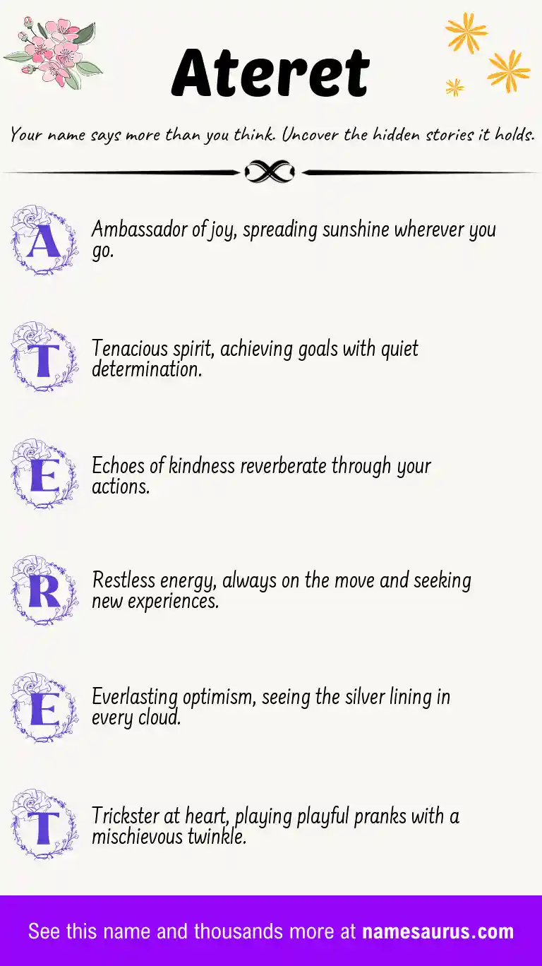 Acrostic poem about Ateret.