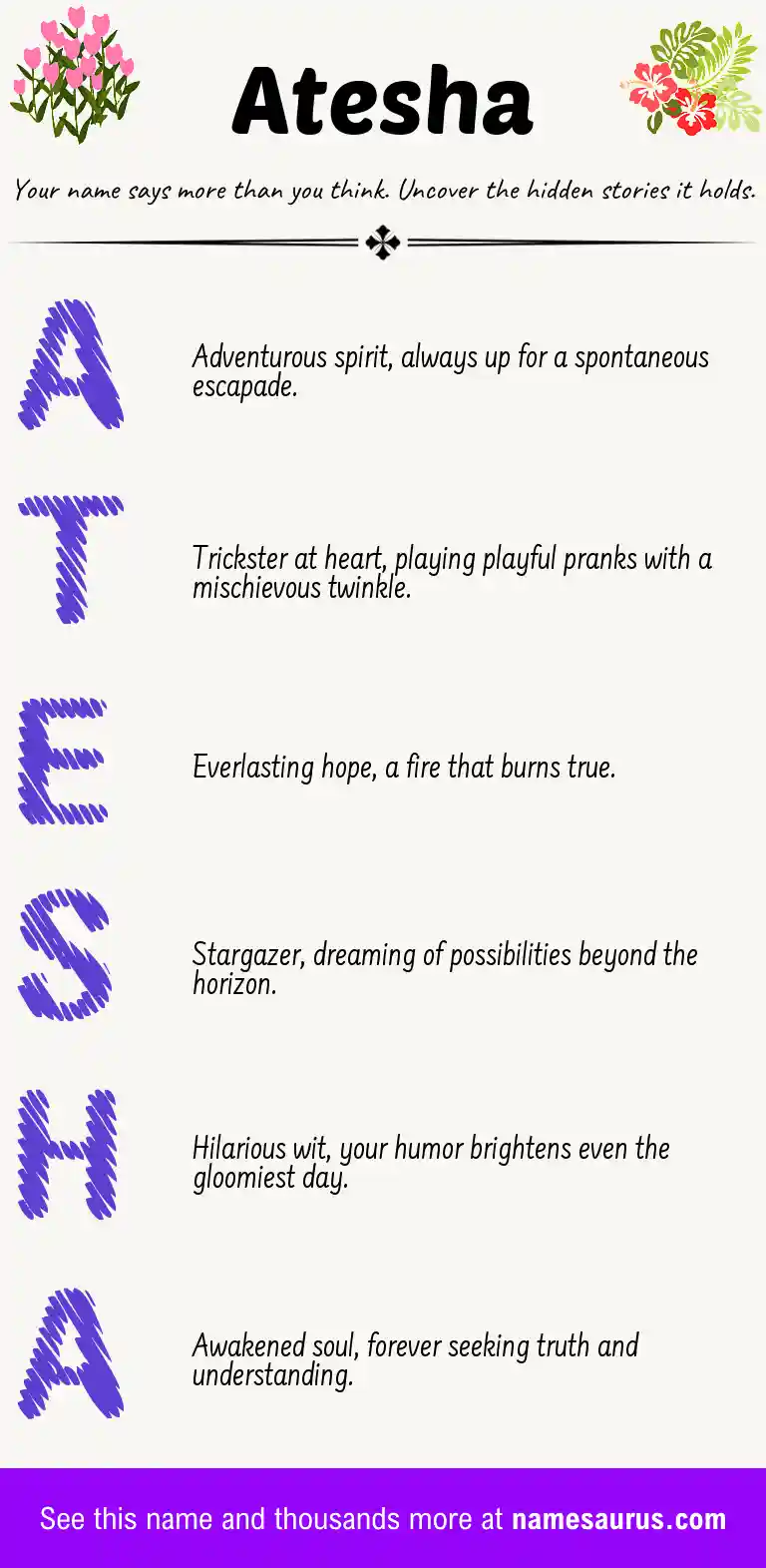 Acrostic poem about Atesha.