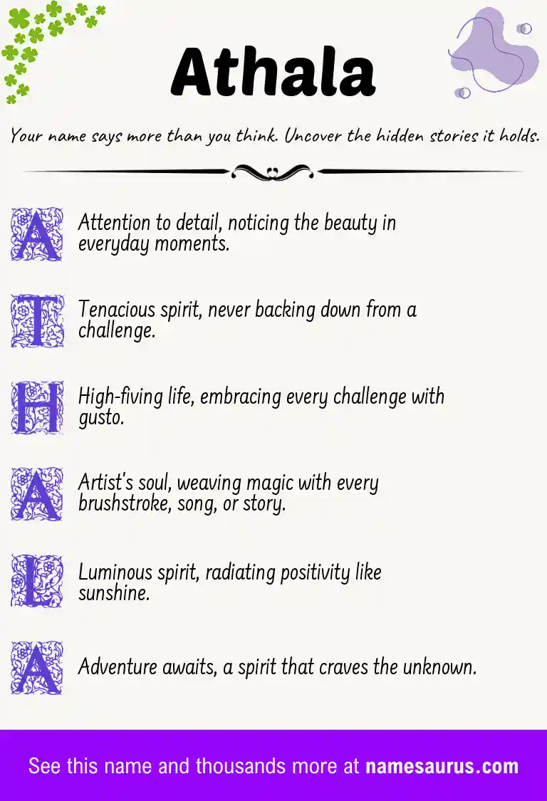 Acrostic poem about Athala.