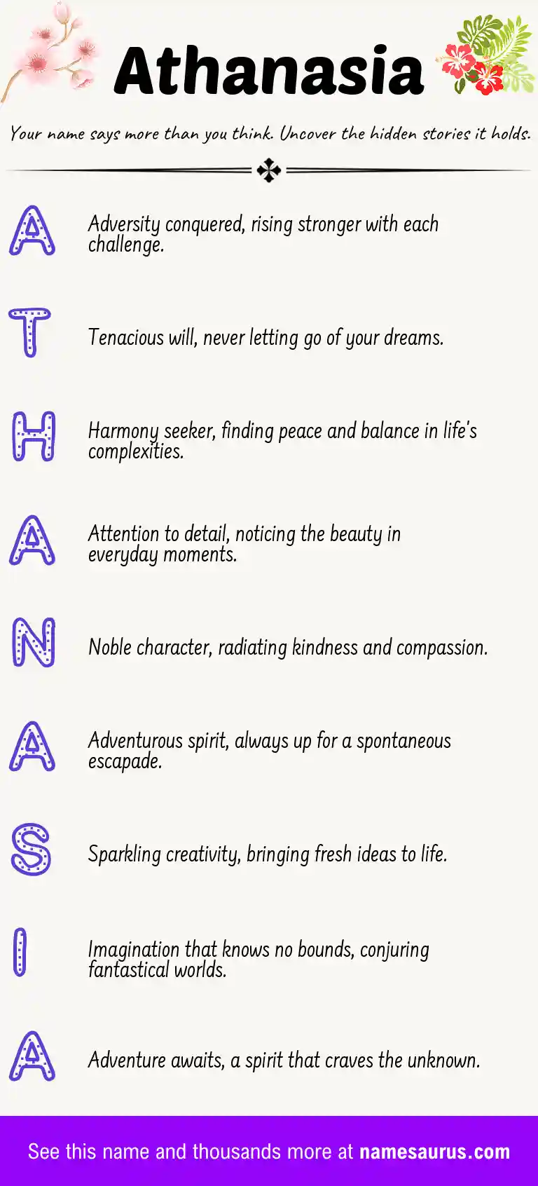 Acrostic poem about Athanasia.