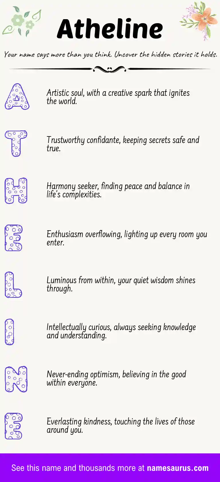 Acrostic poem about Atheline.