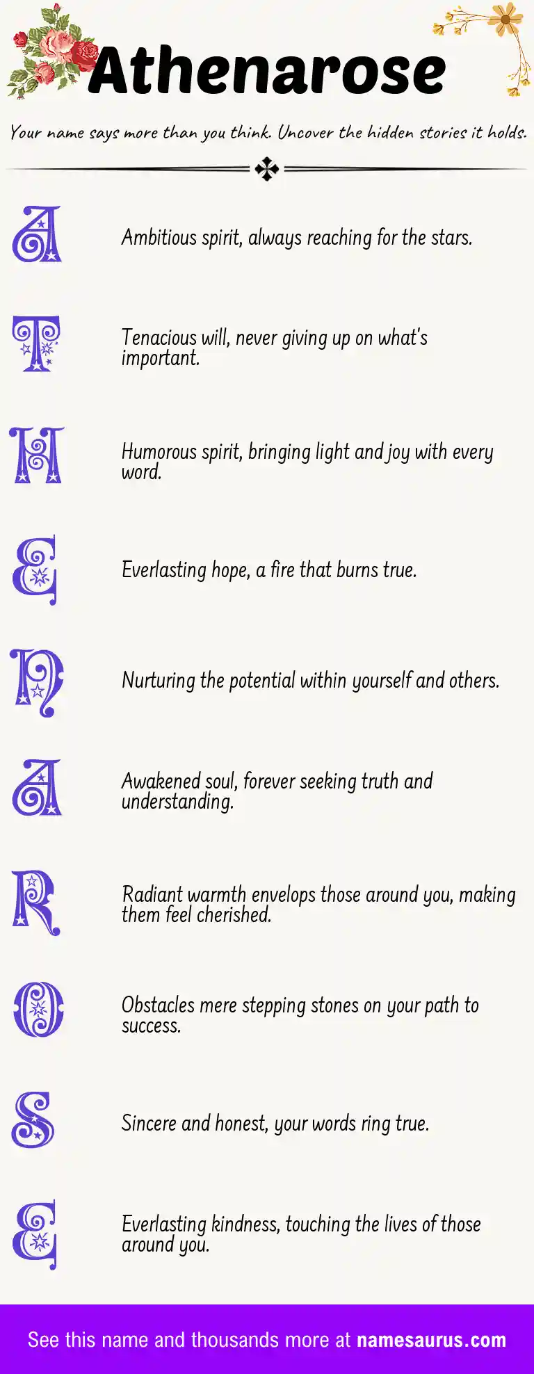 Acrostic poem about Athenarose.