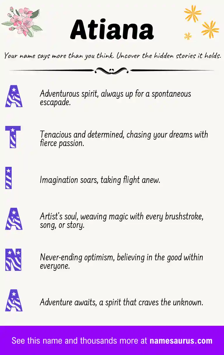 Acrostic poem about Atiana.