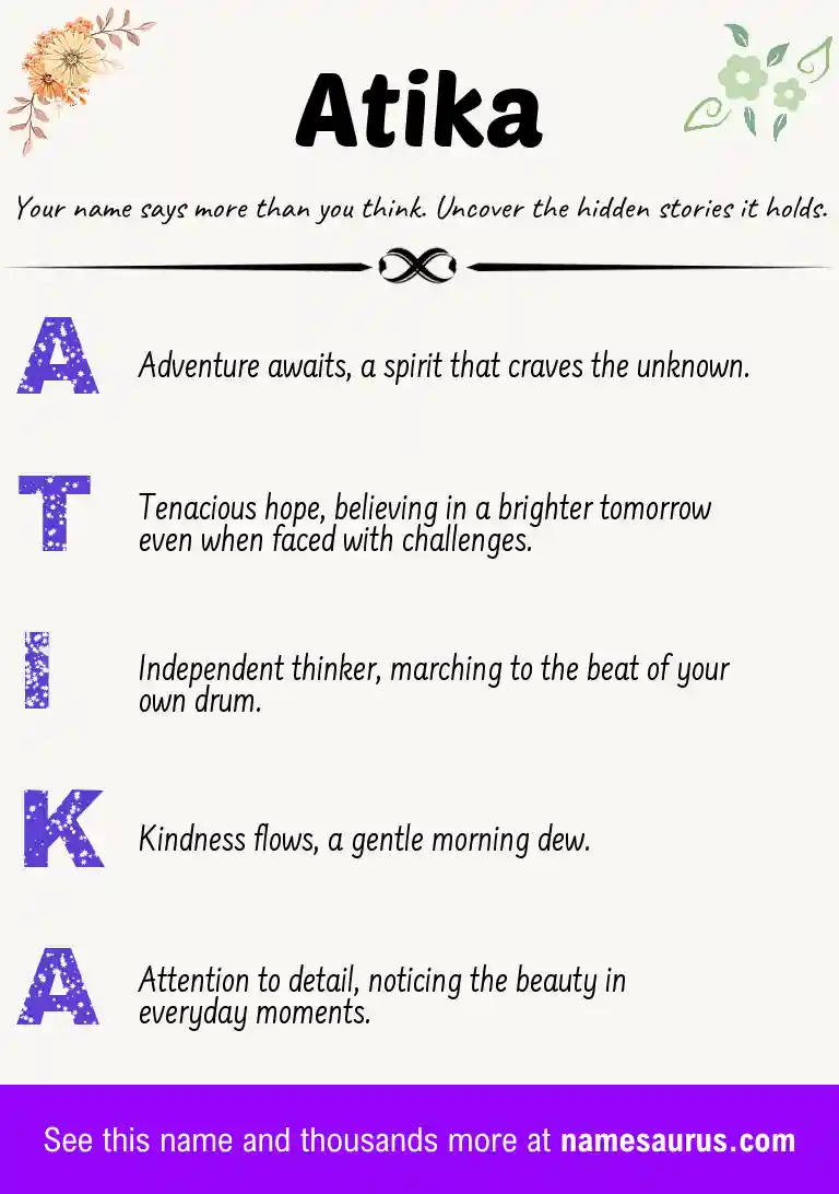 Acrostic poem about Atika.