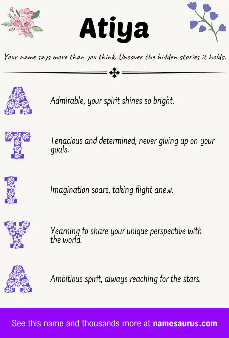 Acrostic poem about Atiya.