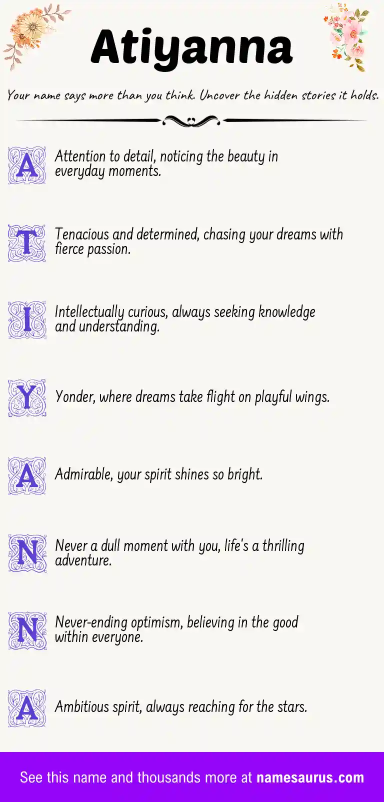 Acrostic poem about Atiyanna.