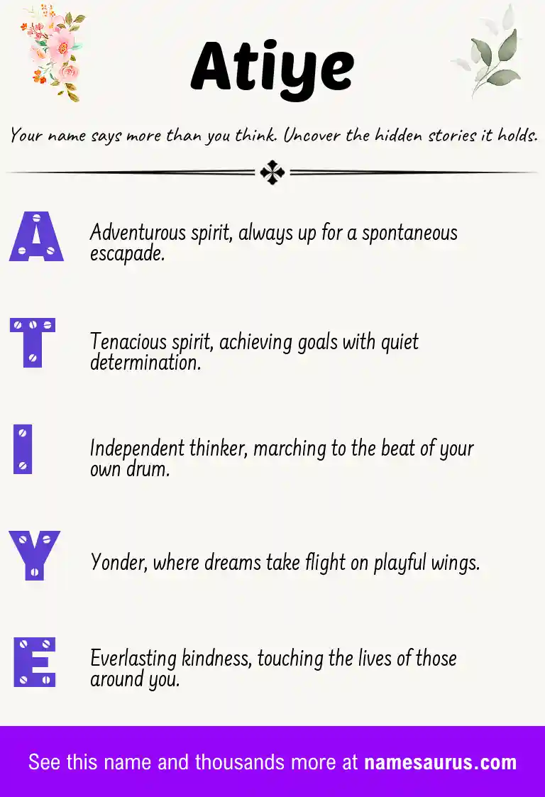 Acrostic poem about Atiye.