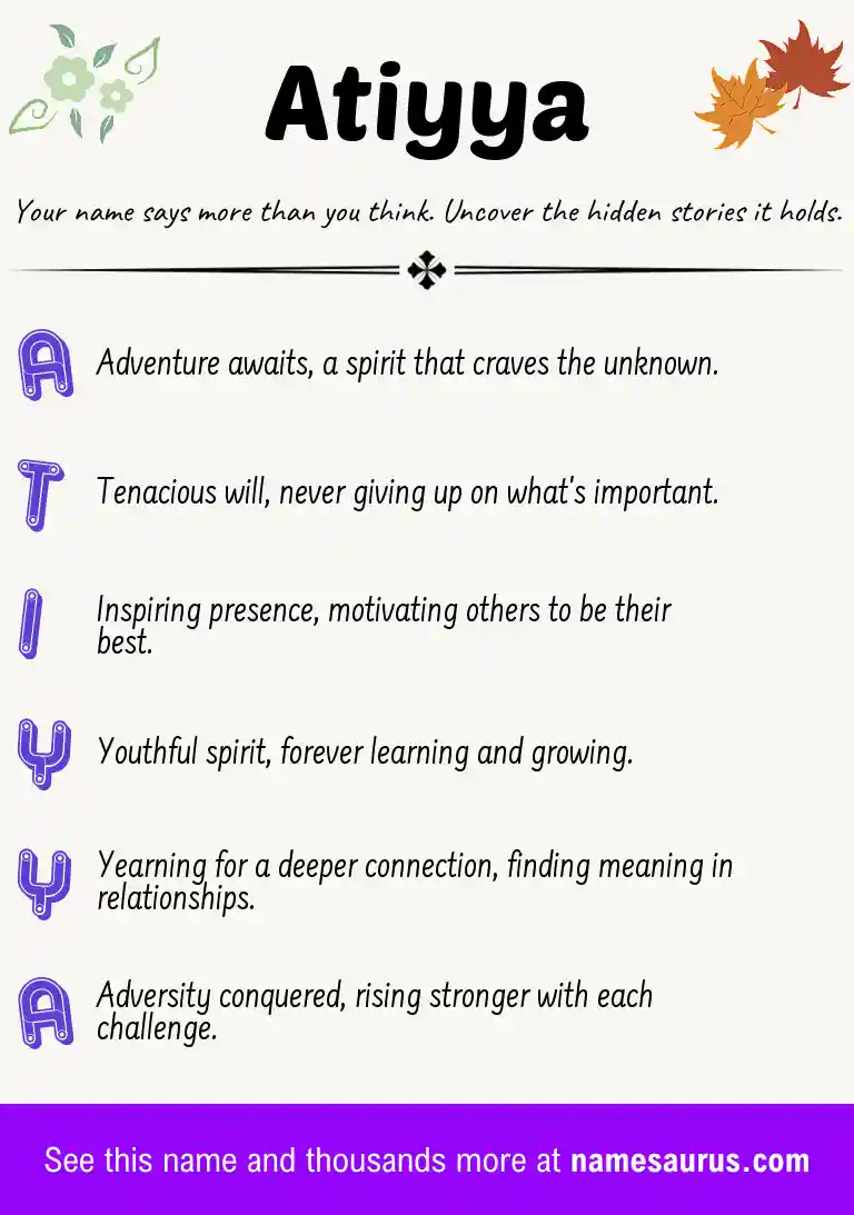 Acrostic poem about Atiyya.