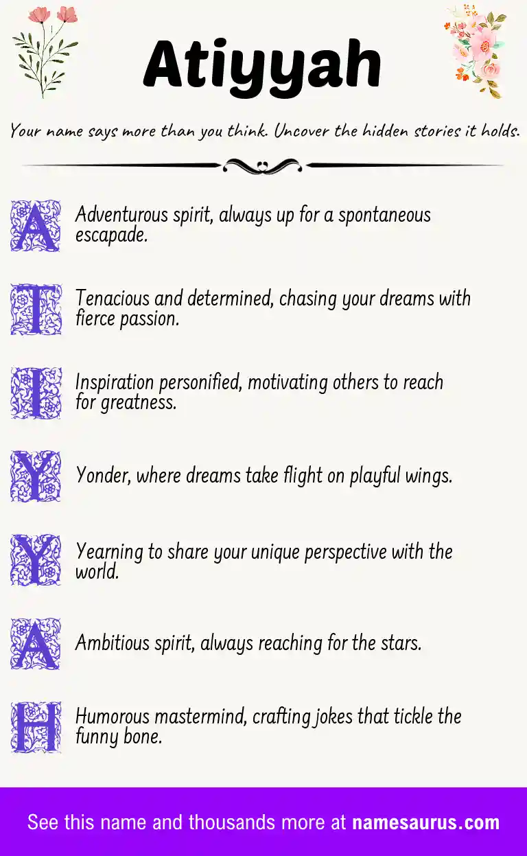 Acrostic poem about Atiyyah.