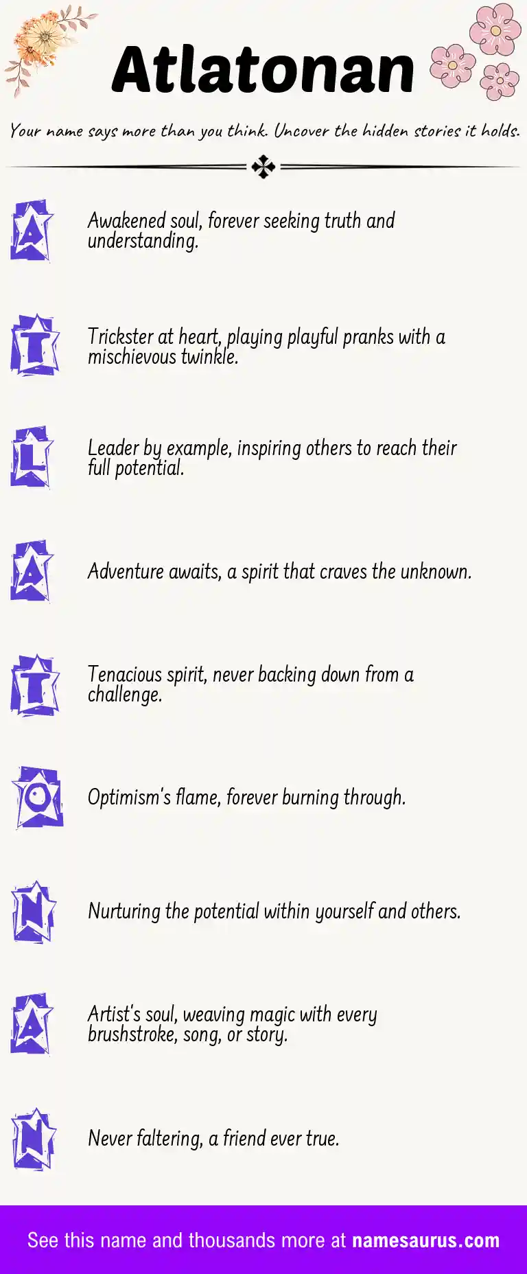 Acrostic poem about Atlatonan.