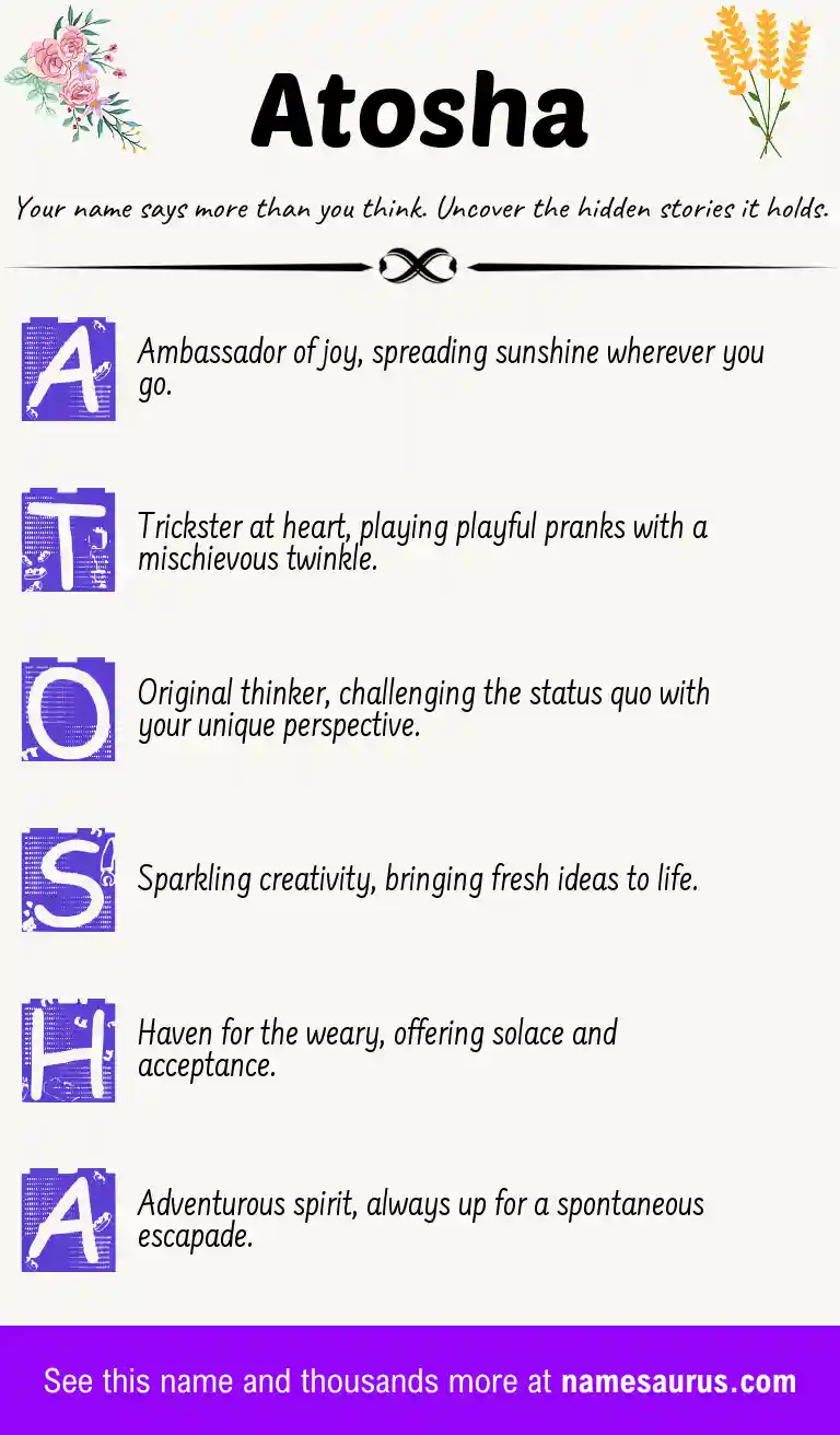 Acrostic poem about Atosha.