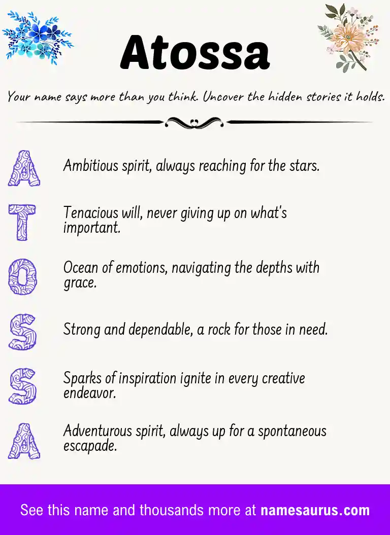 Acrostic poem about Atossa.