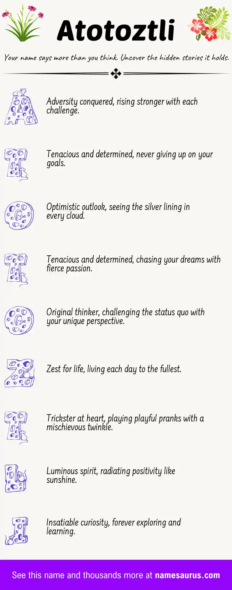 Acrostic poem about Atotoztli.