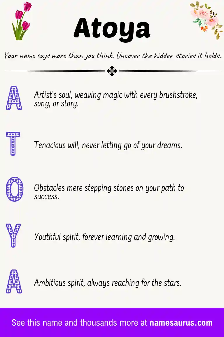 Acrostic poem about Atoya.