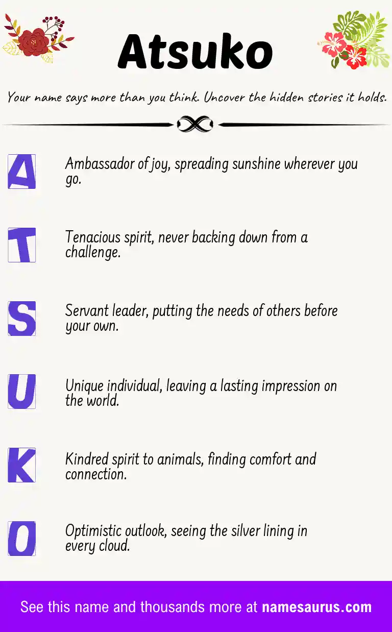 Acrostic poem about Atsuko.