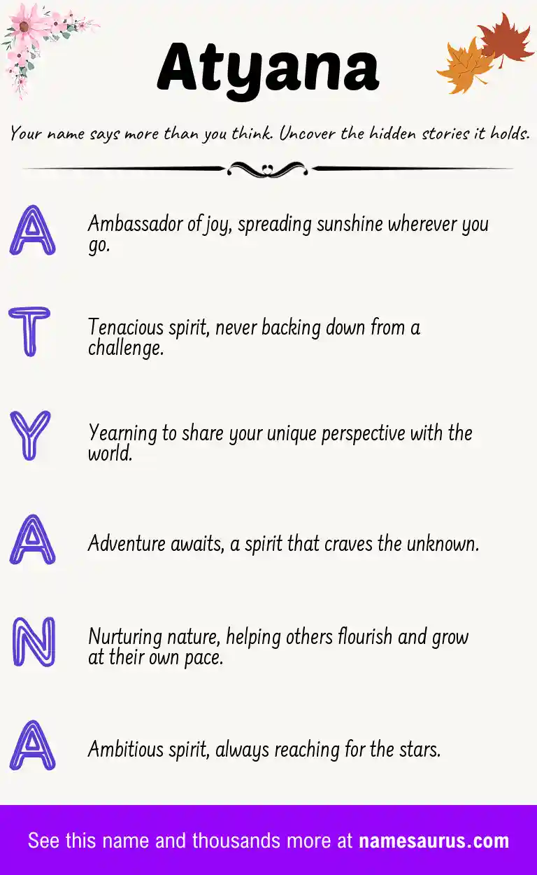 Acrostic poem about Atyana.