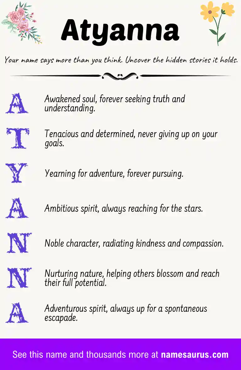 Acrostic poem about Atyanna.