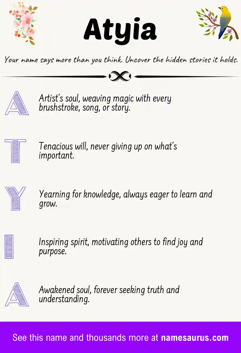 Acrostic poem about Atyia.