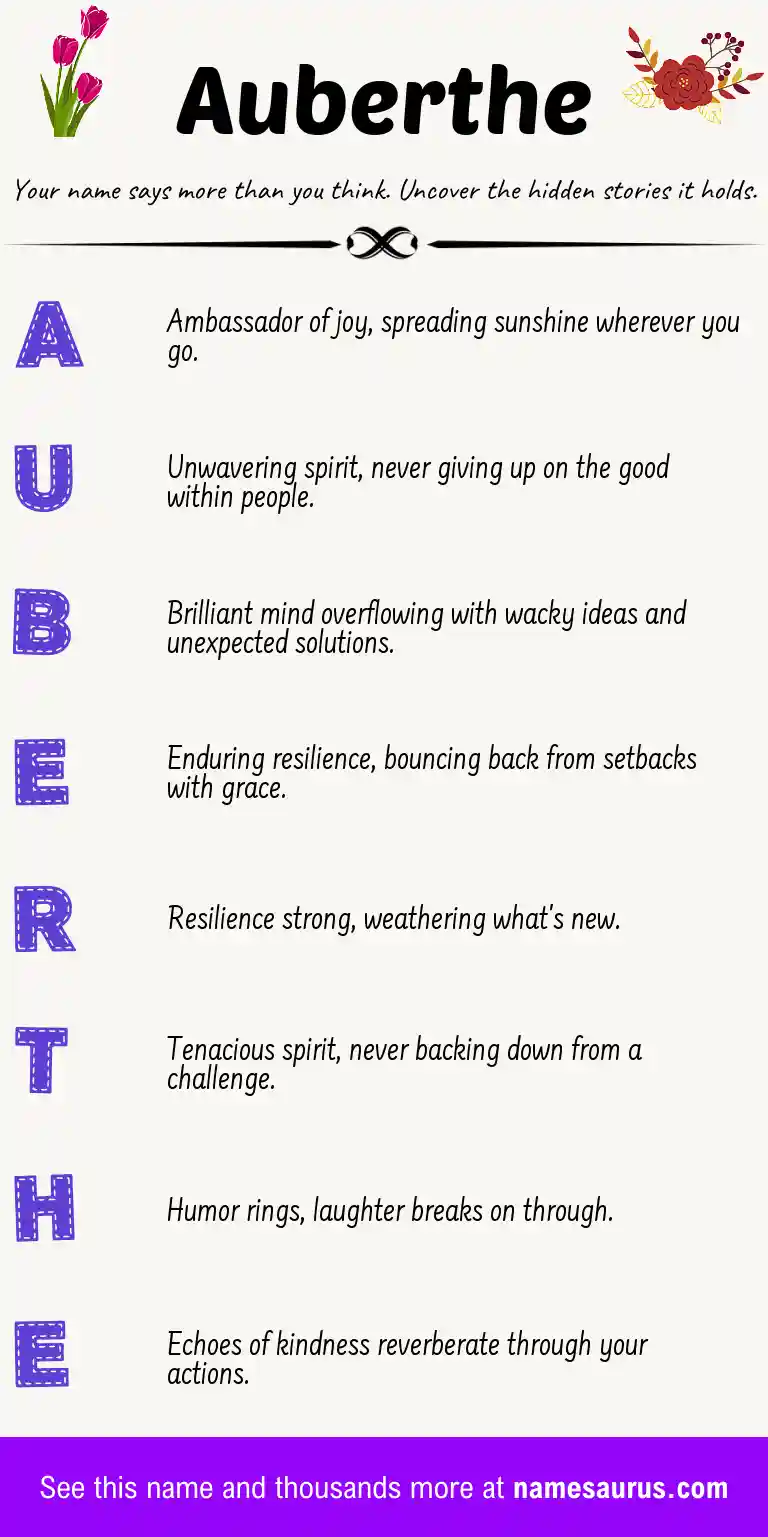 Acrostic poem about Auberthe.