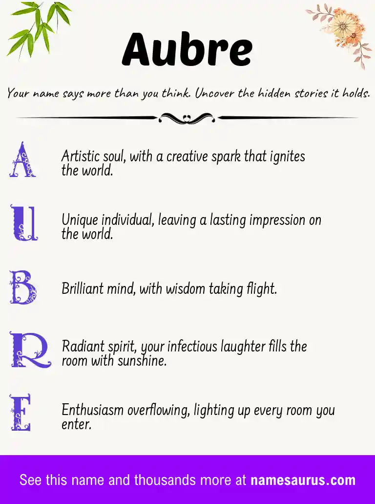 Acrostic poem about Aubre.