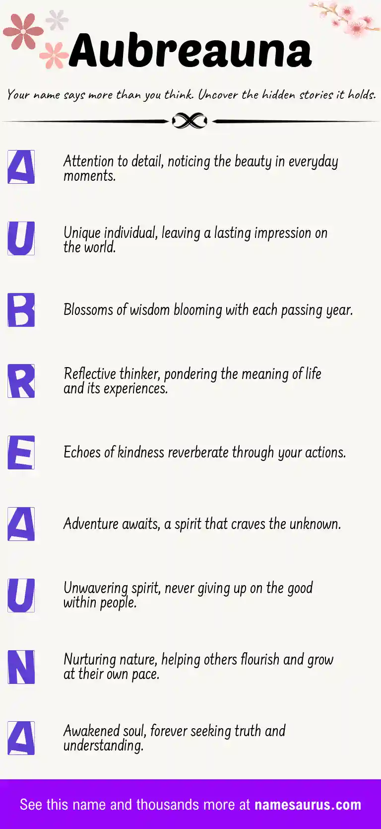 Acrostic poem about Aubreauna.