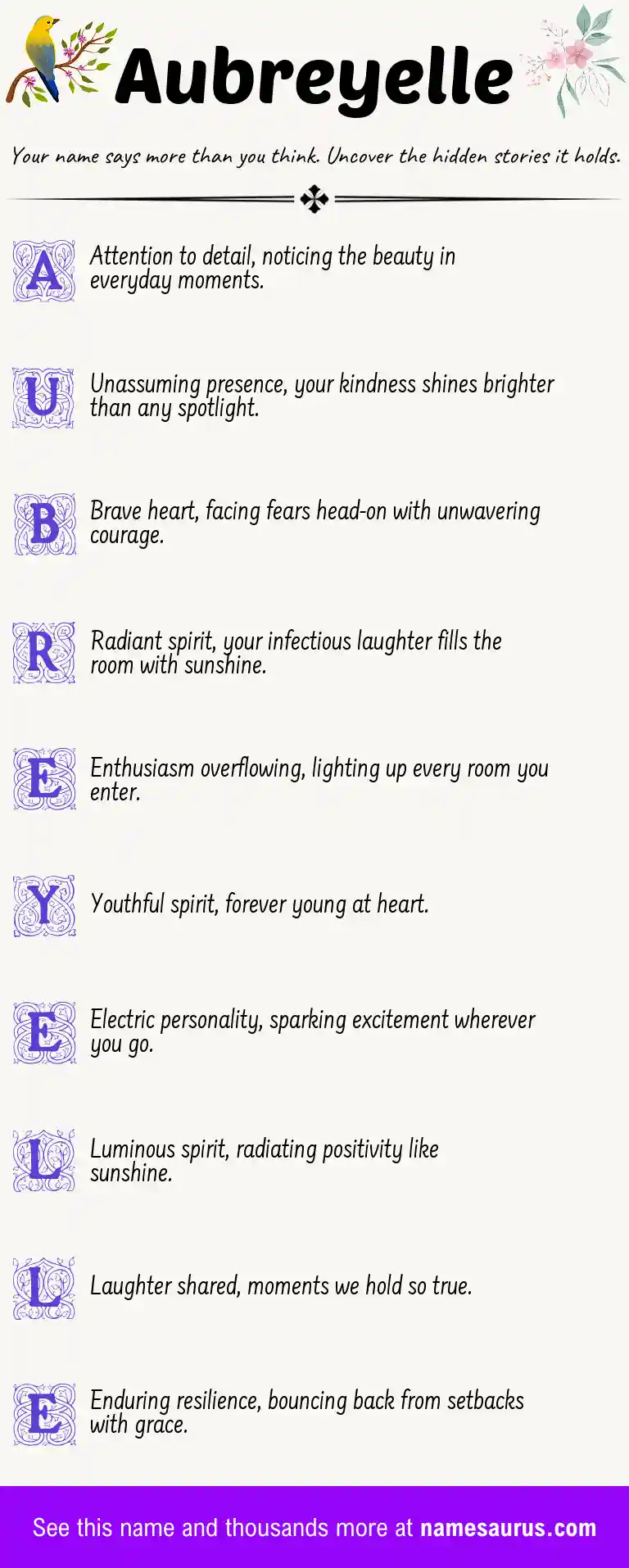 Acrostic poem about Aubreyelle.