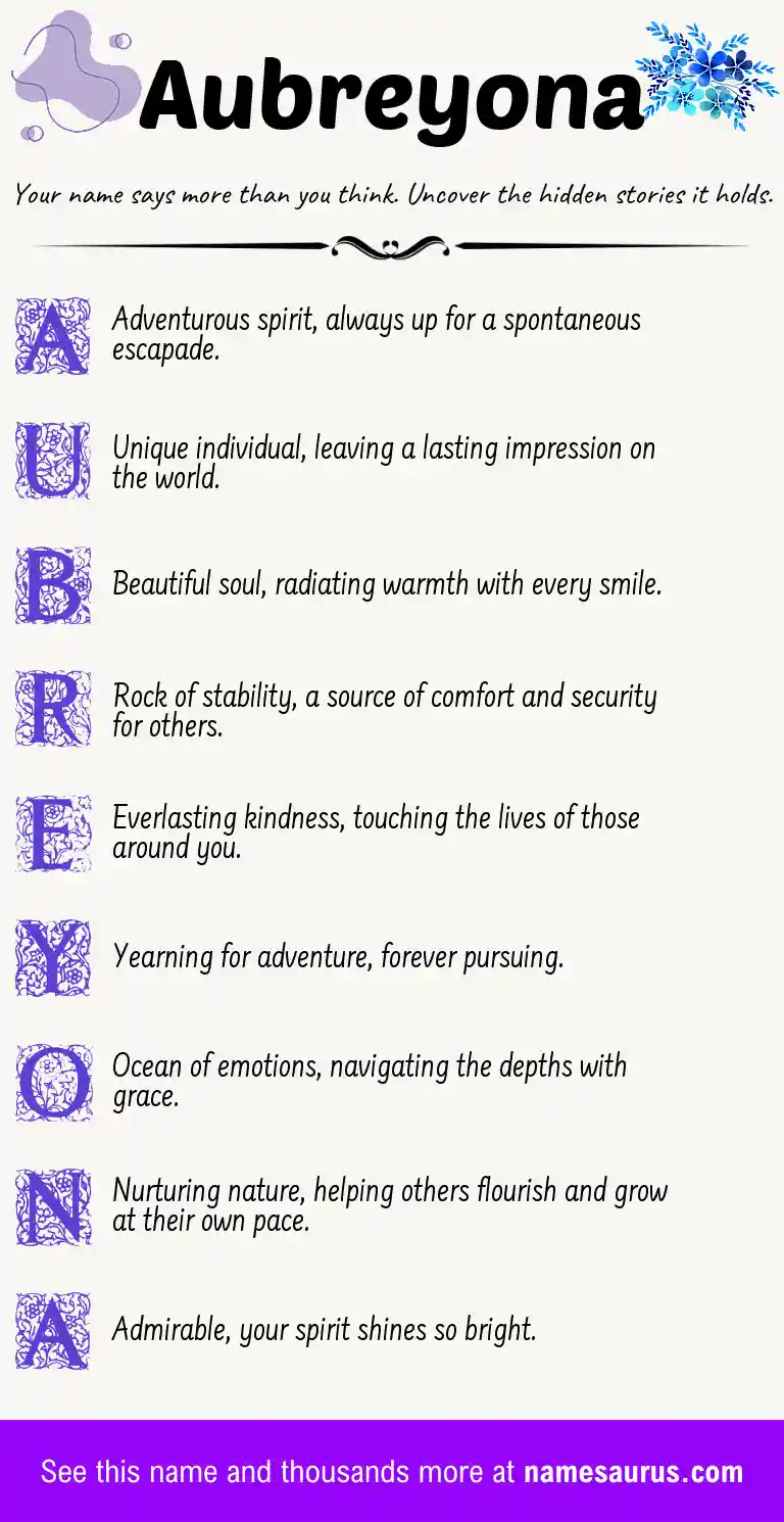 Acrostic poem about Aubreyona.