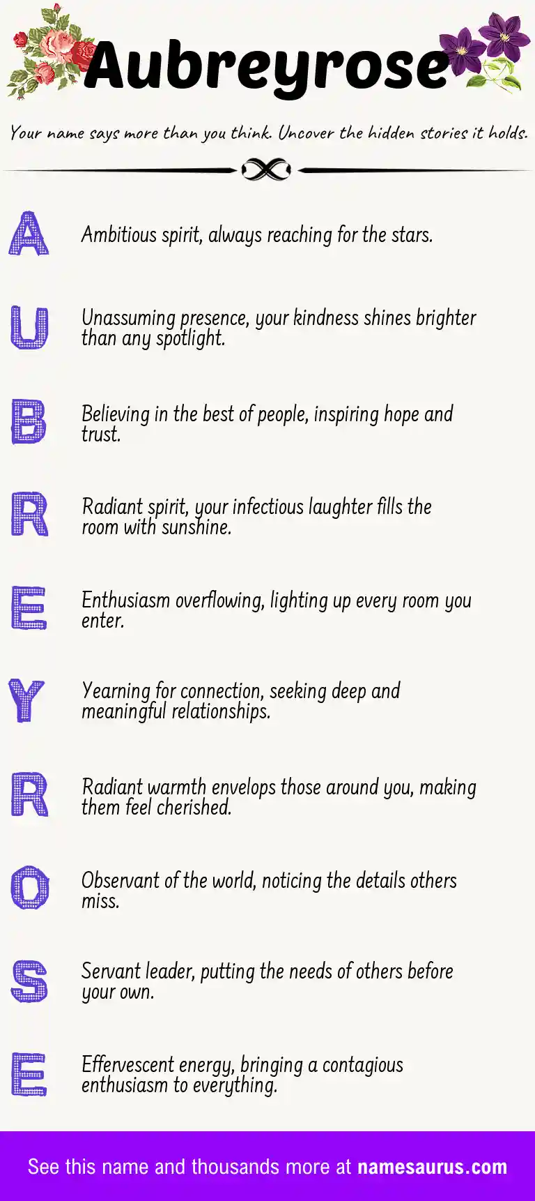 Acrostic poem about Aubreyrose.