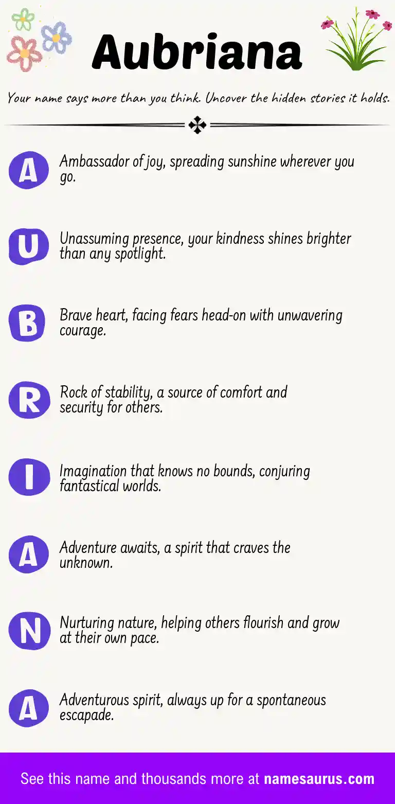 Acrostic poem about Aubriana.