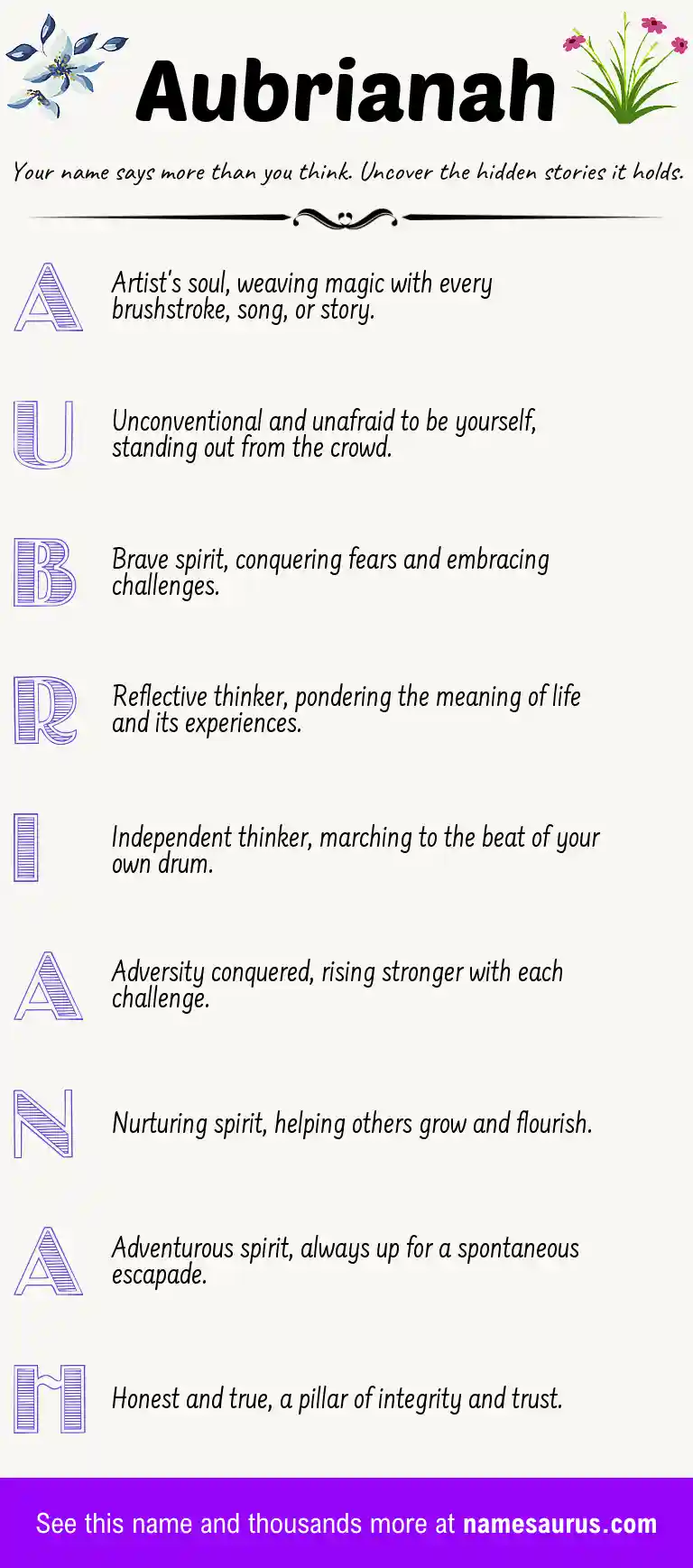 Acrostic poem about Aubrianah.